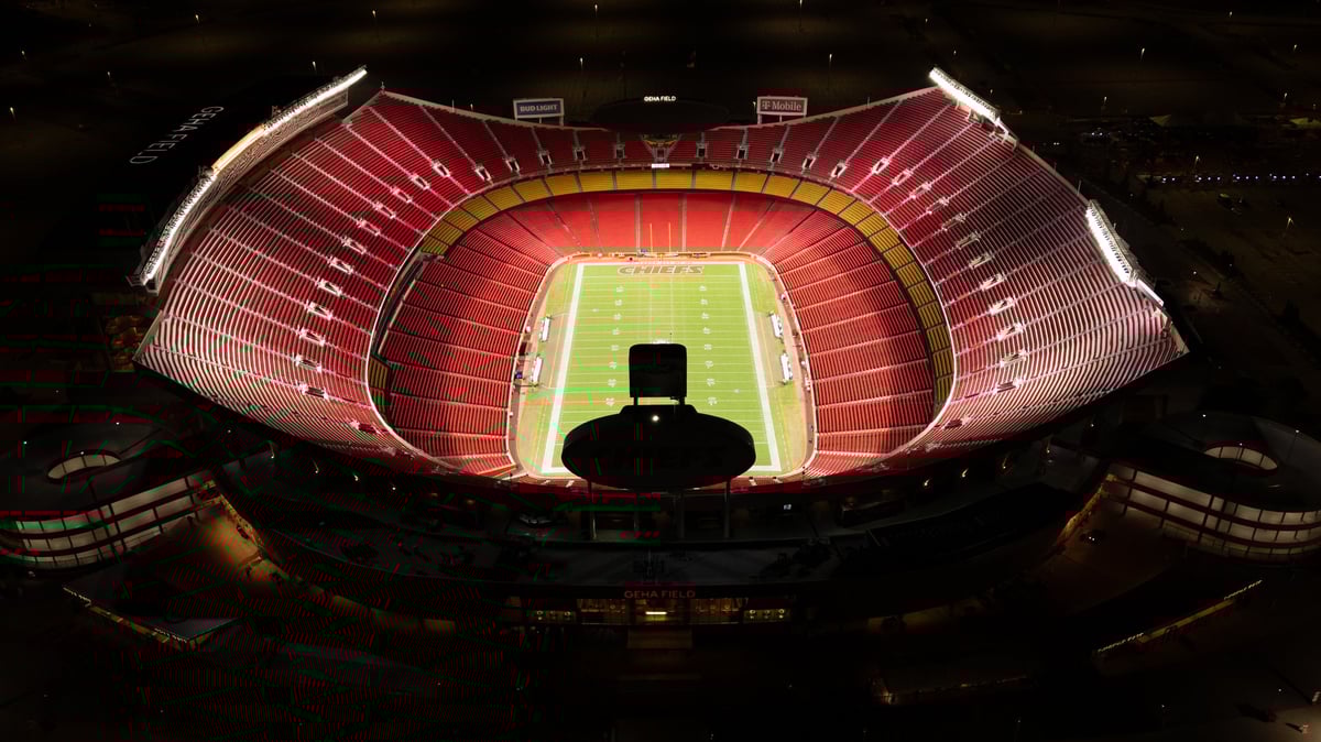 NFL stadium exterior with people