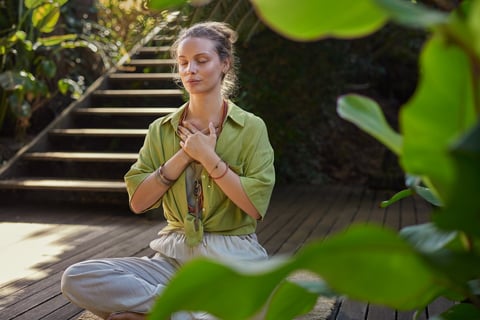 Peaceful meditation practice showing mindfulness and self-care