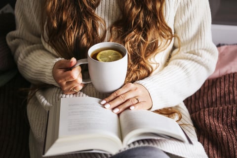 Comfortable relaxation and self-care weekend moments