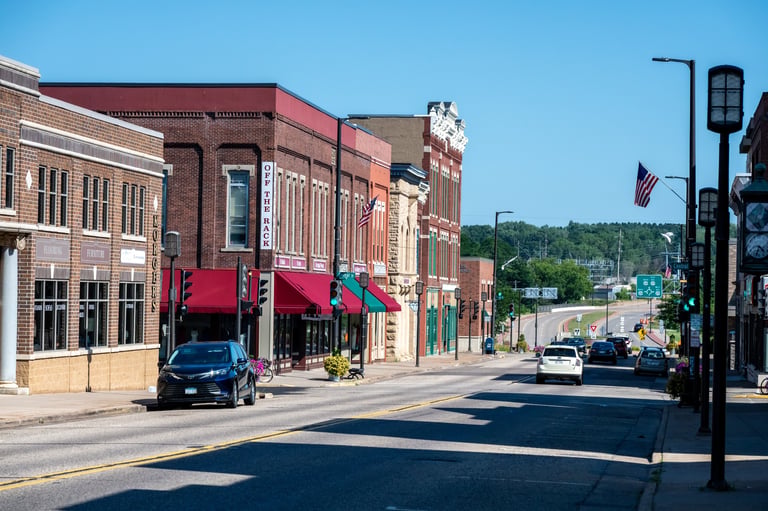 A sunny historic downtown street in Florence, South Carolina, representing everyday life after living here a year.